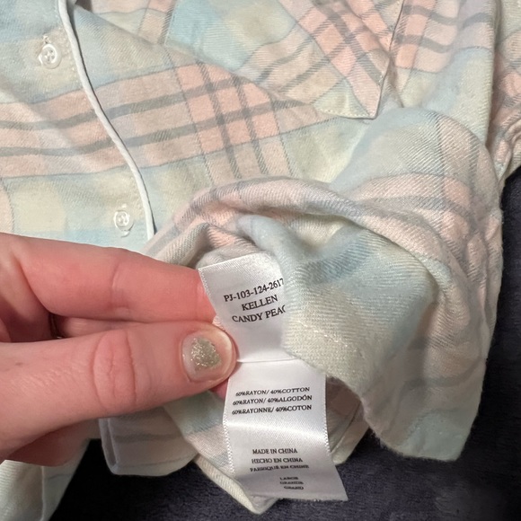 Rails Plaid Pastel Pajama Top NWT Kellen Candy Peach Size Large - Picture 4 of 6